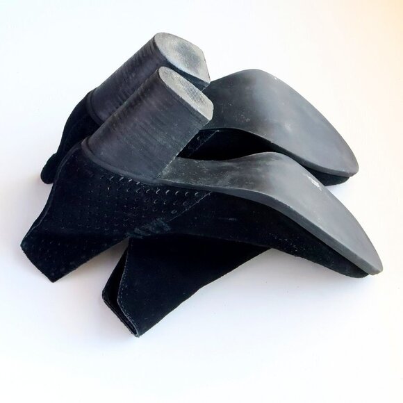 Steve Madden Shepp Black Suede Leather Block Heel Ankle Boots Booties Size 7.5 - Picture 13 of 15